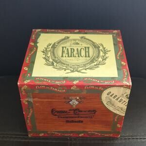 Vintage 1998 Francisco Flor de Farach Robusto Collectible Wooden Cigar Box Empty